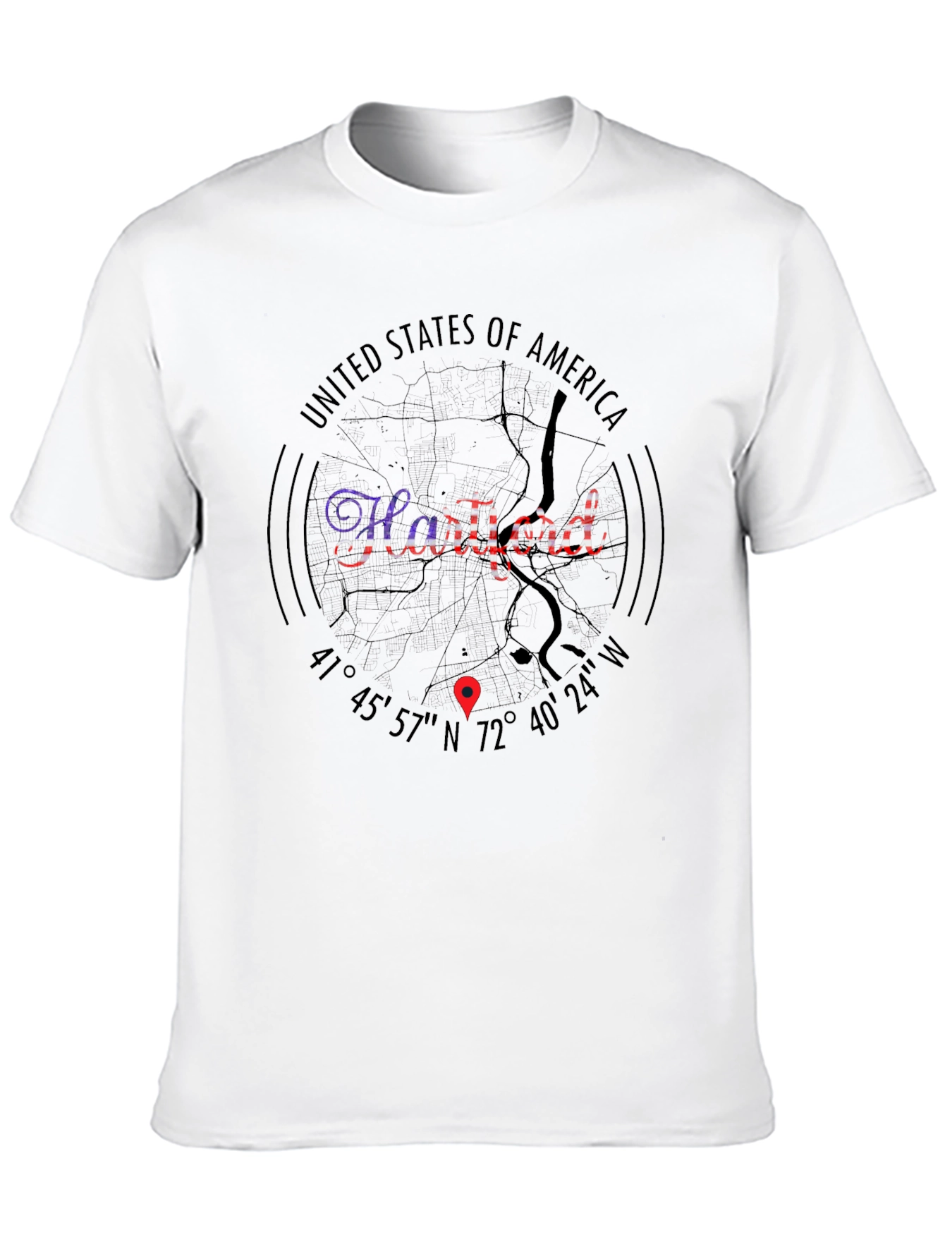 Hartford Map T-Shirt USA Pride