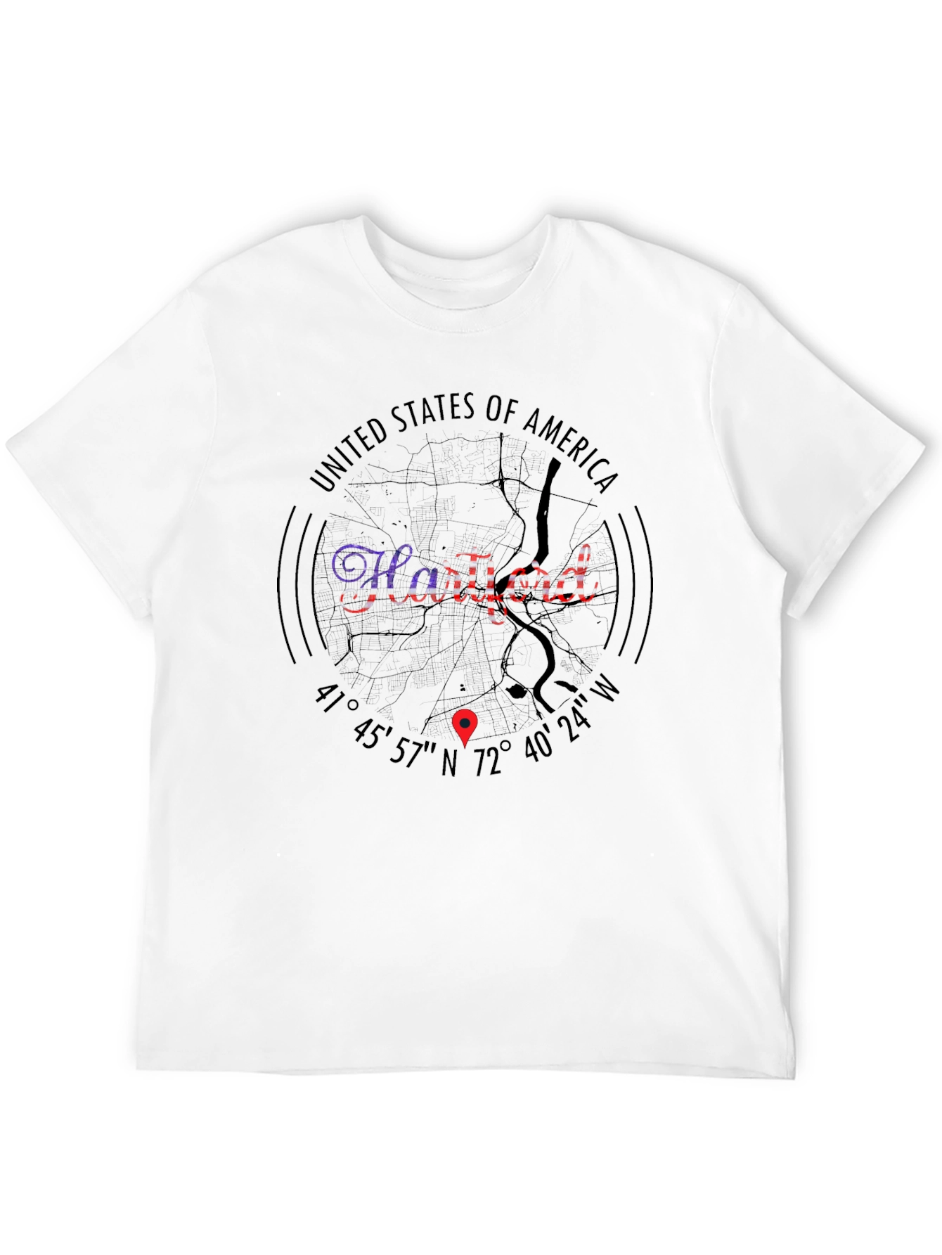 Hartford Map T-Shirt USA Pride