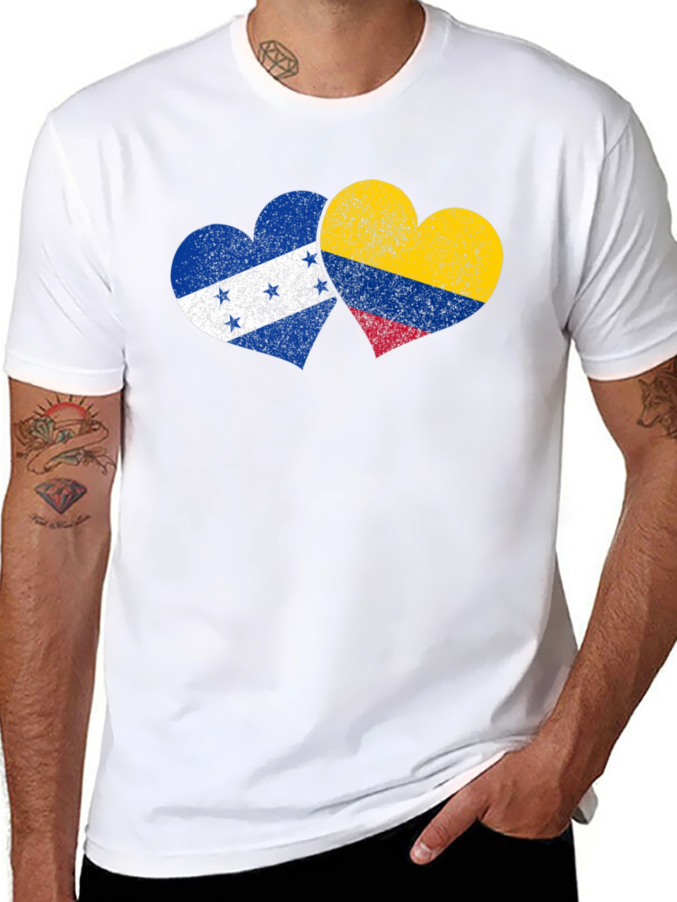 Honduras Colombia Flag Heart T-Shirt