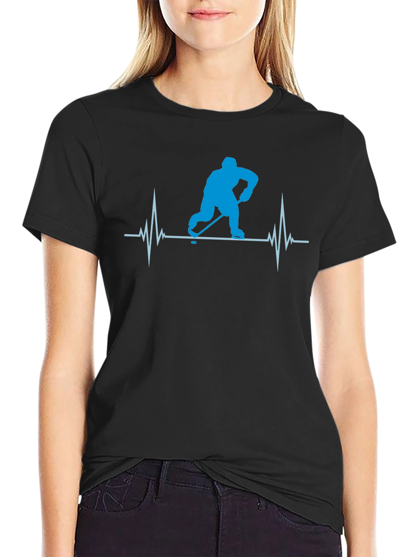 Hockey Heartbeat T-Shirt - Black