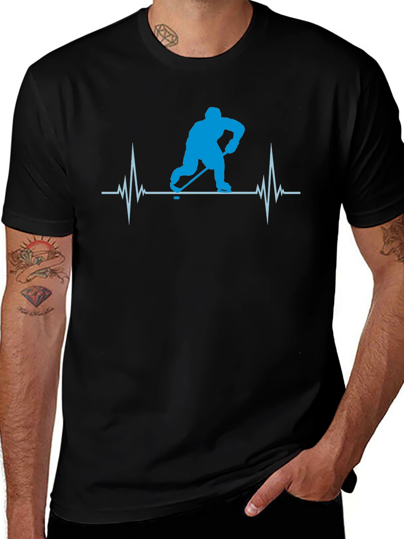 Hockey Heartbeat T-Shirt - Black