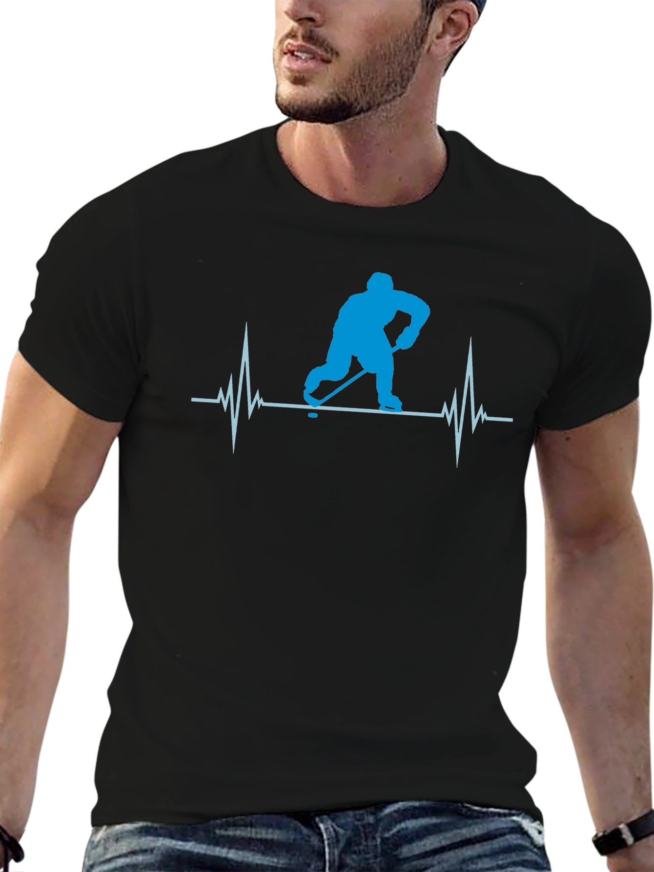 Hockey Heartbeat T-Shirt - Black