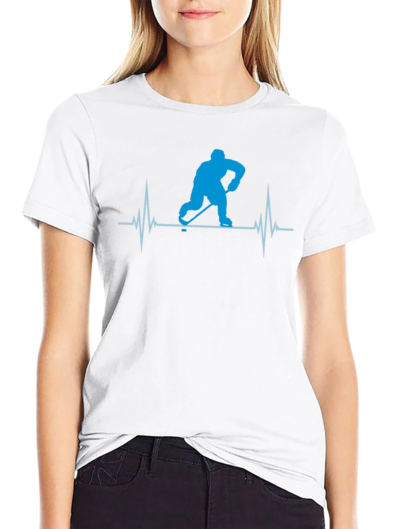Hockey Heartbeat T-Shirt - Black