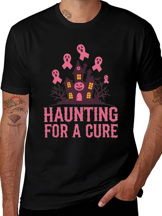 Haunting for a Cure T-Shirt - Breast Cancer Awareness Halloween Tee