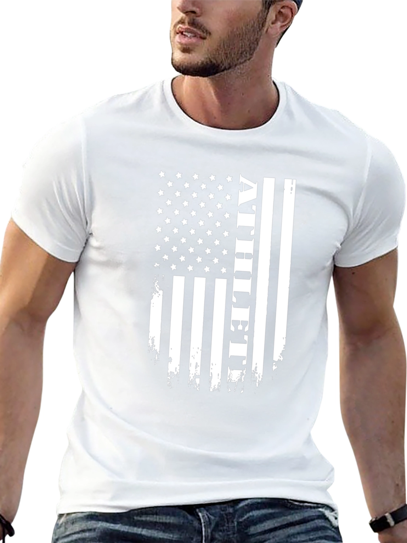 American Flag Athlete Graphic T-Shirt