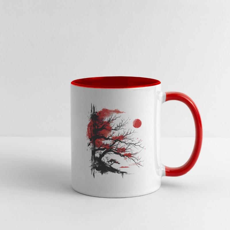 Japanese Tree Aesthetic Buddhism Red Moon