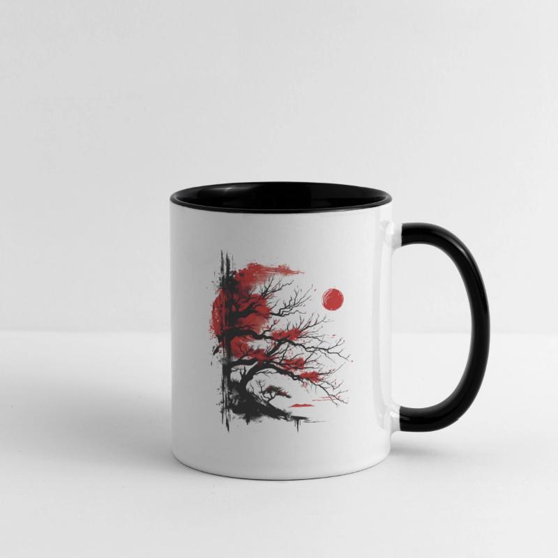 Japanese Tree Aesthetic Buddhism Red Moon