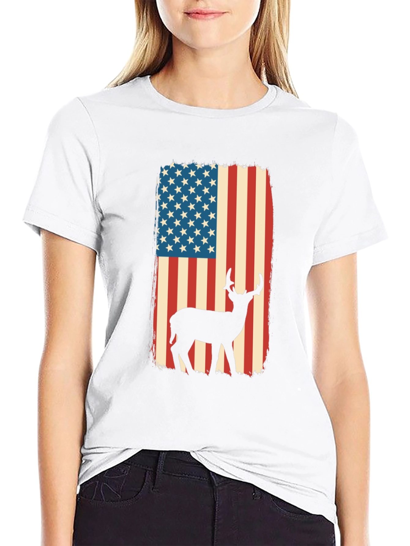 American Flag Deer Graphic Tee
