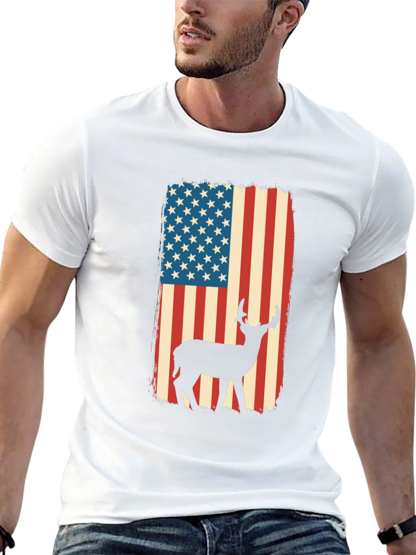 American Flag Deer Graphic Tee