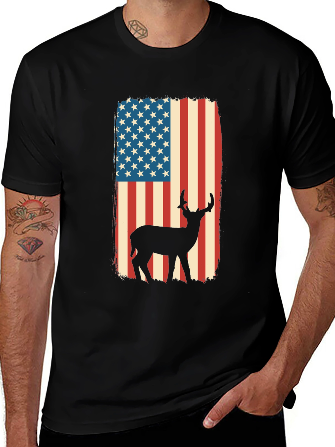 American Flag Deer Graphic Tee