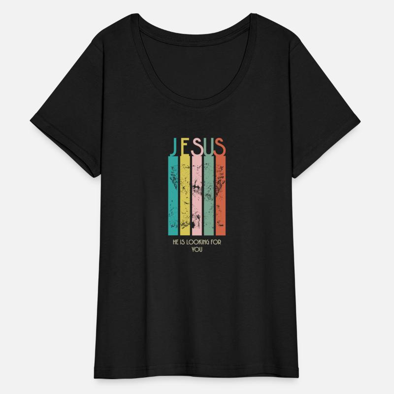 Jesus - He Is Looking For You Colorful Stripes Tee