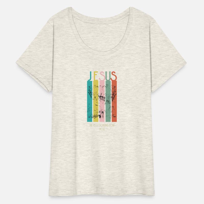 Jesus - He Is Looking For You Colorful Stripes Tee