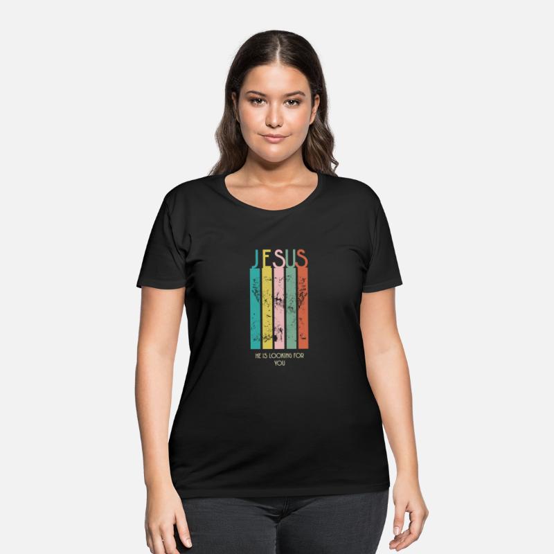 Jesus - He Is Looking For You Colorful Stripes Tee