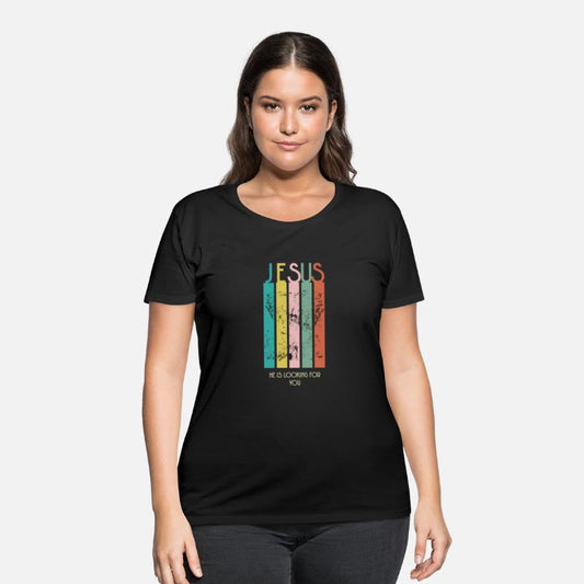 Jesus - He Is Looking For You Colorful Stripes Tee