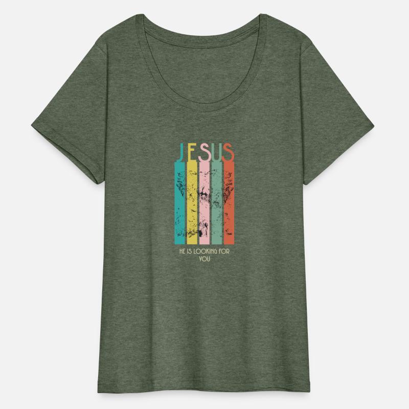 Jesus - He Is Looking For You Colorful Stripes Tee