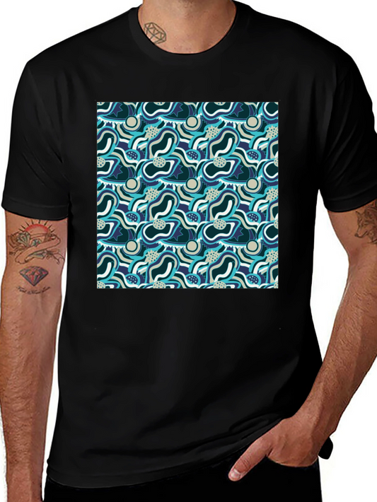 Abstract Pattern Graphic Tee - Stylish Mens Black T-Shirt