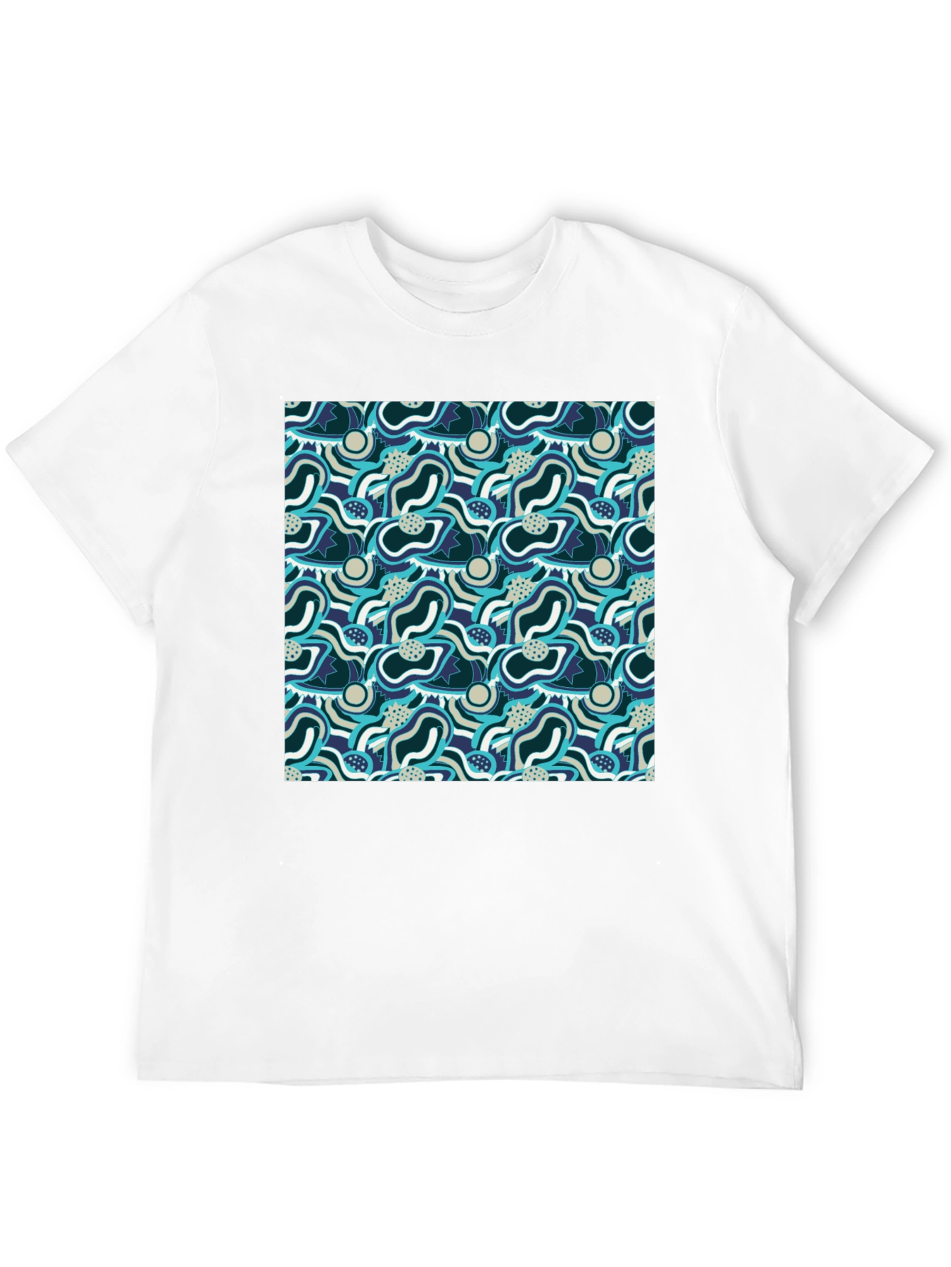 Abstract Pattern Graphic Tee - Stylish Mens Black T-Shirt