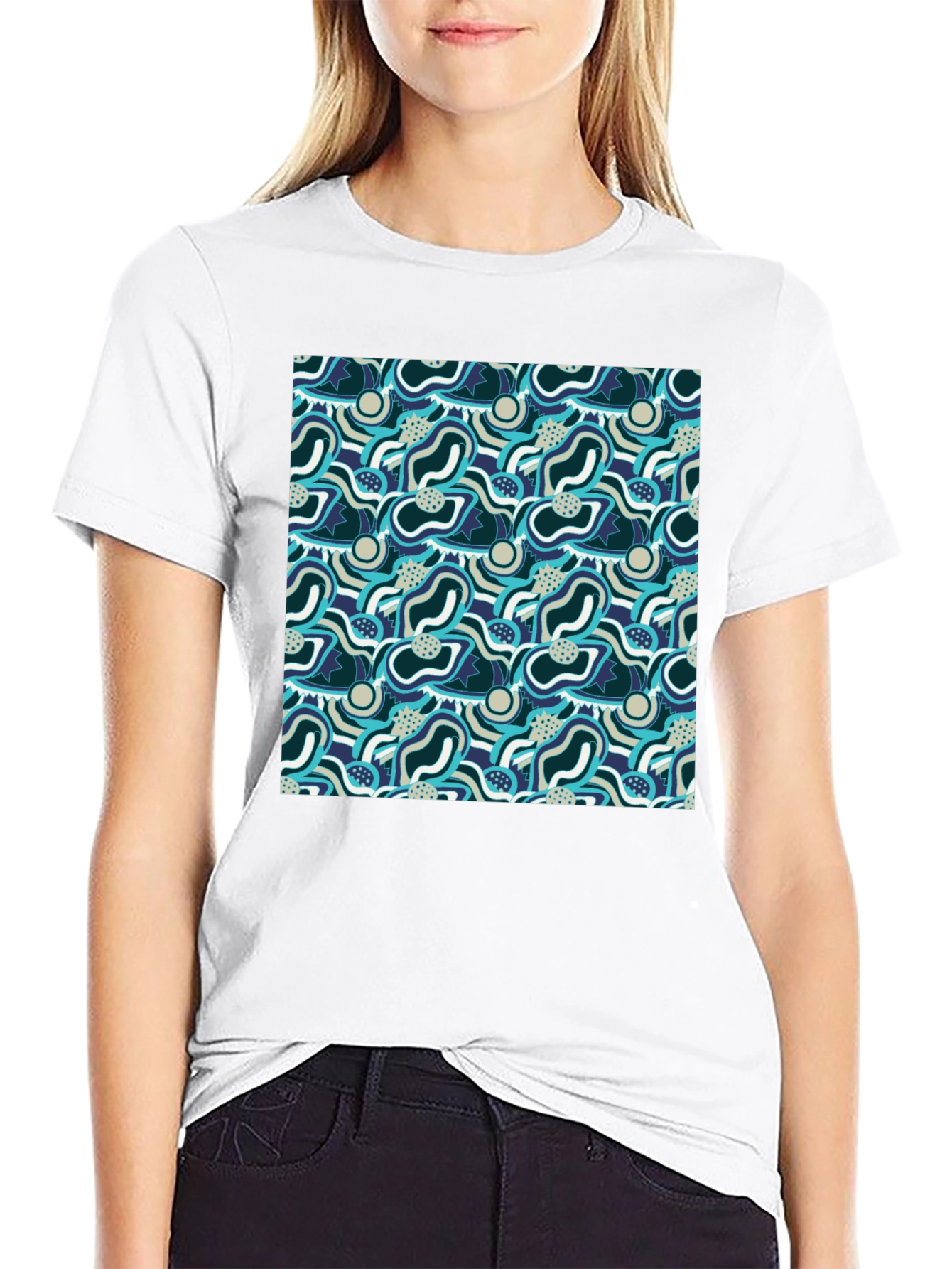 Abstract Pattern Graphic Tee - Stylish Mens Black T-Shirt