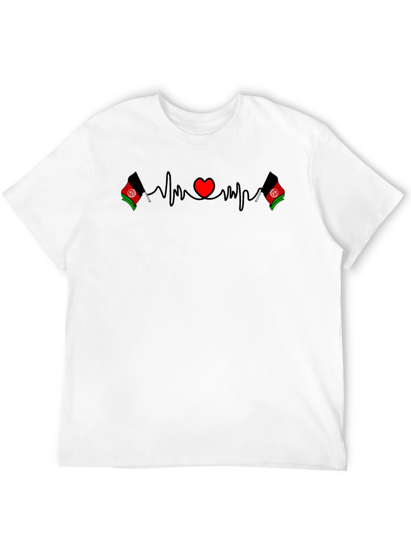 Afghanistan Heartbeat Flag T-Shirt - Black
