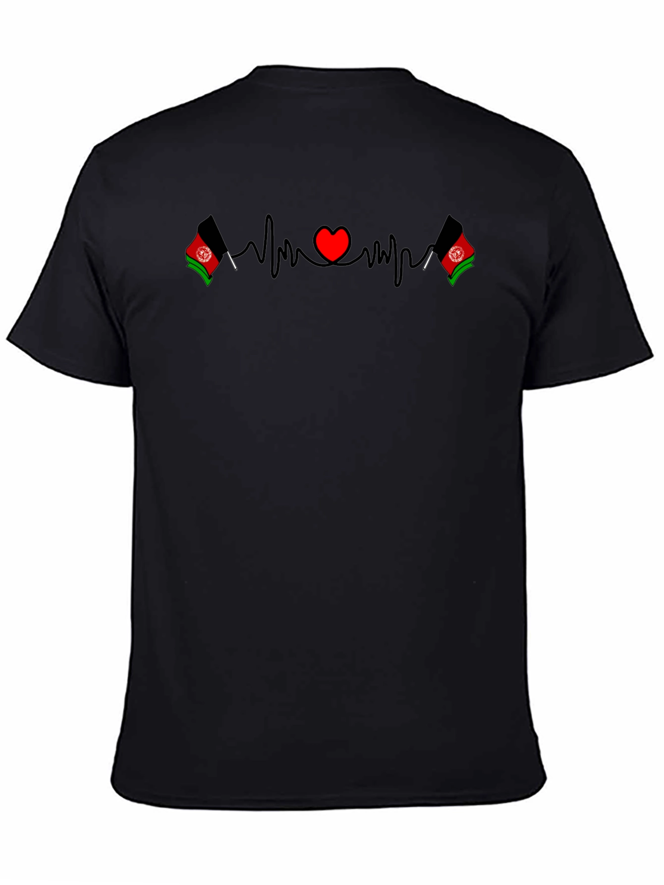Afghanistan Heartbeat Flag T-Shirt - Black