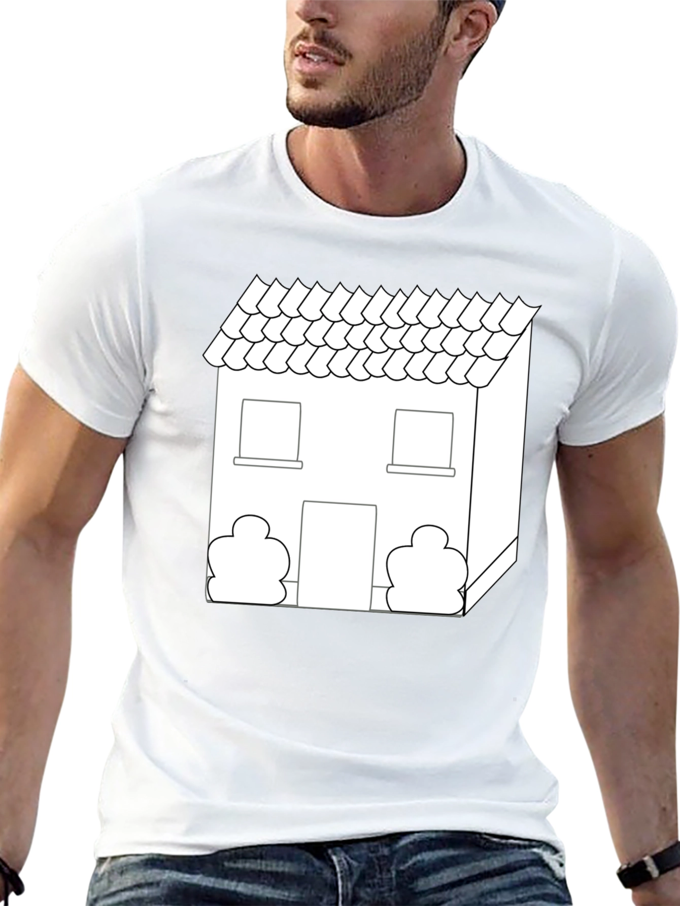 House Graphic Tee - Modern Geometric Design