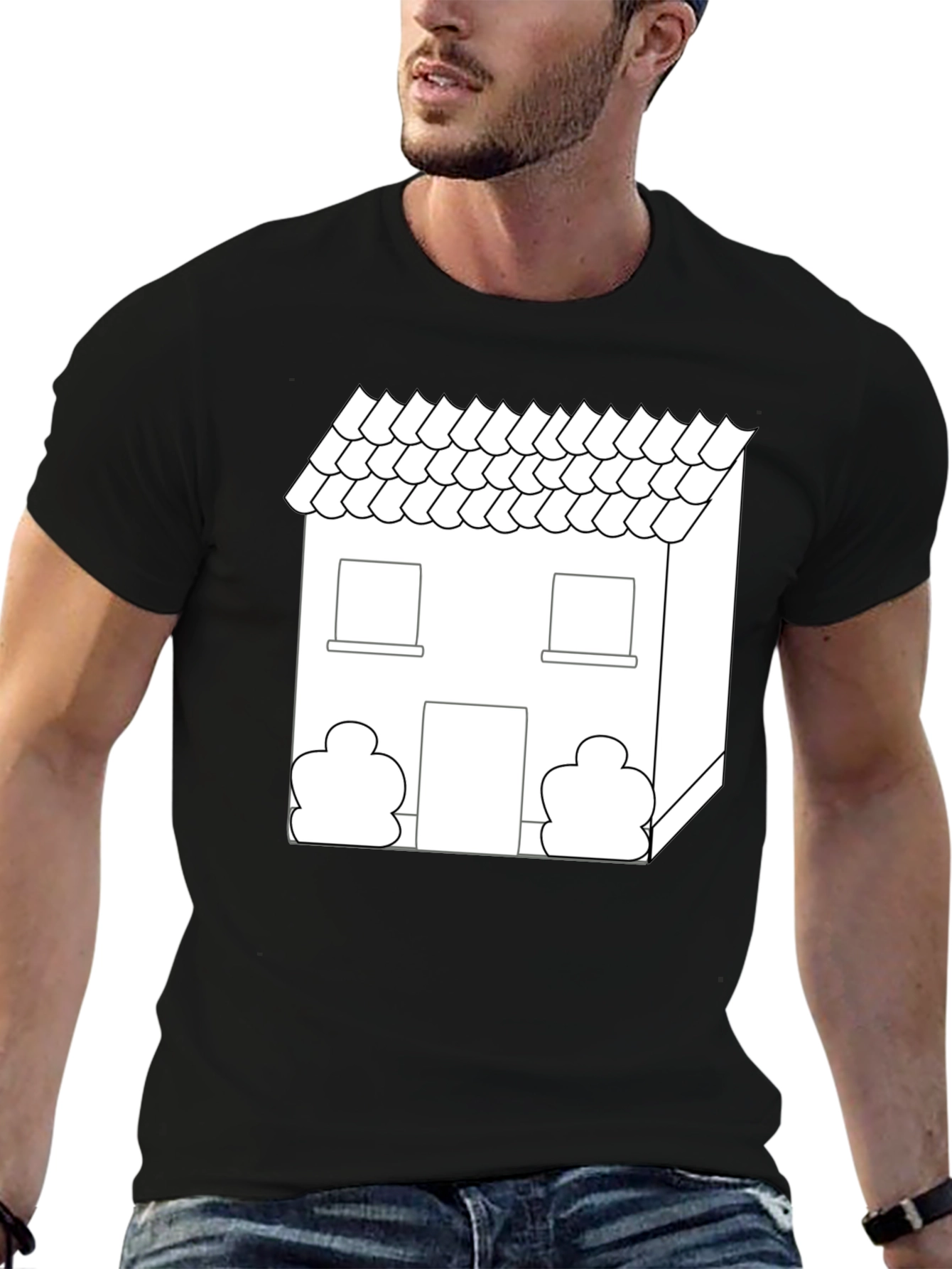 House Graphic Tee - Modern Geometric Design