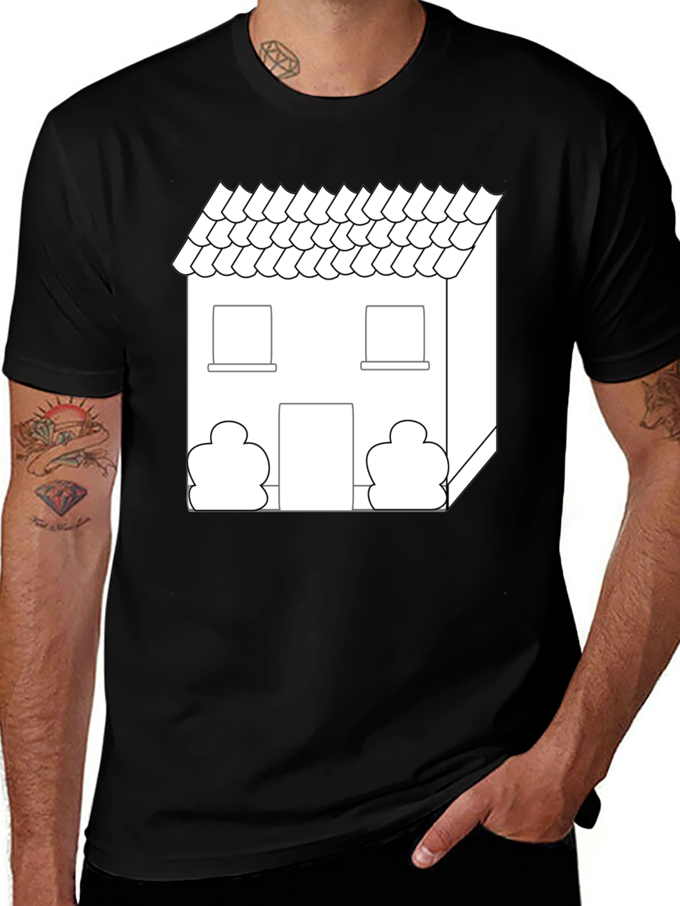 House Graphic Tee - Modern Geometric Design