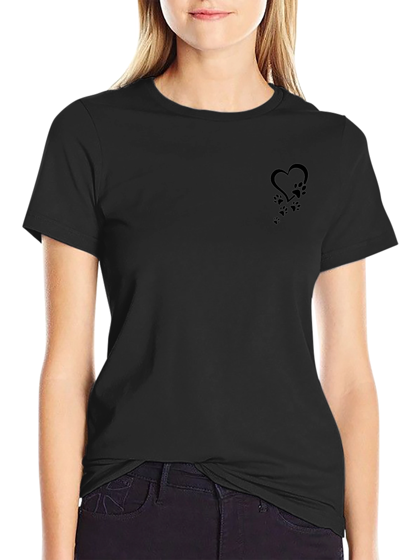 Heart Paw Print T-Shirt - Casual Style