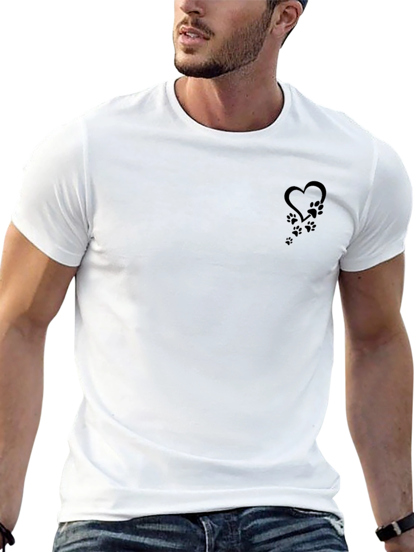 Heart Paw Print T-Shirt - Casual Style
