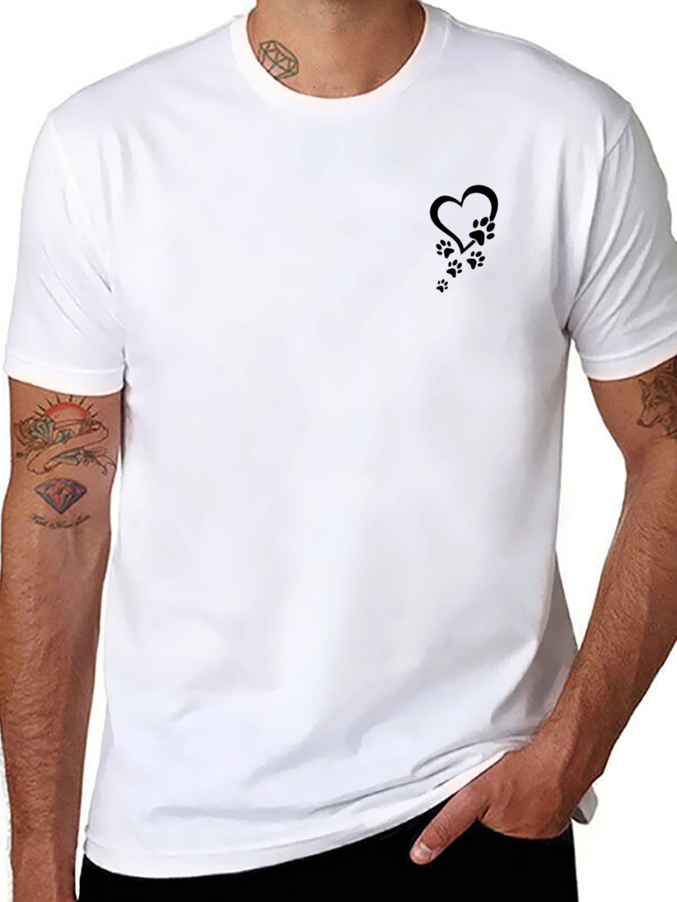 Heart Paw Print T-Shirt - Casual Style