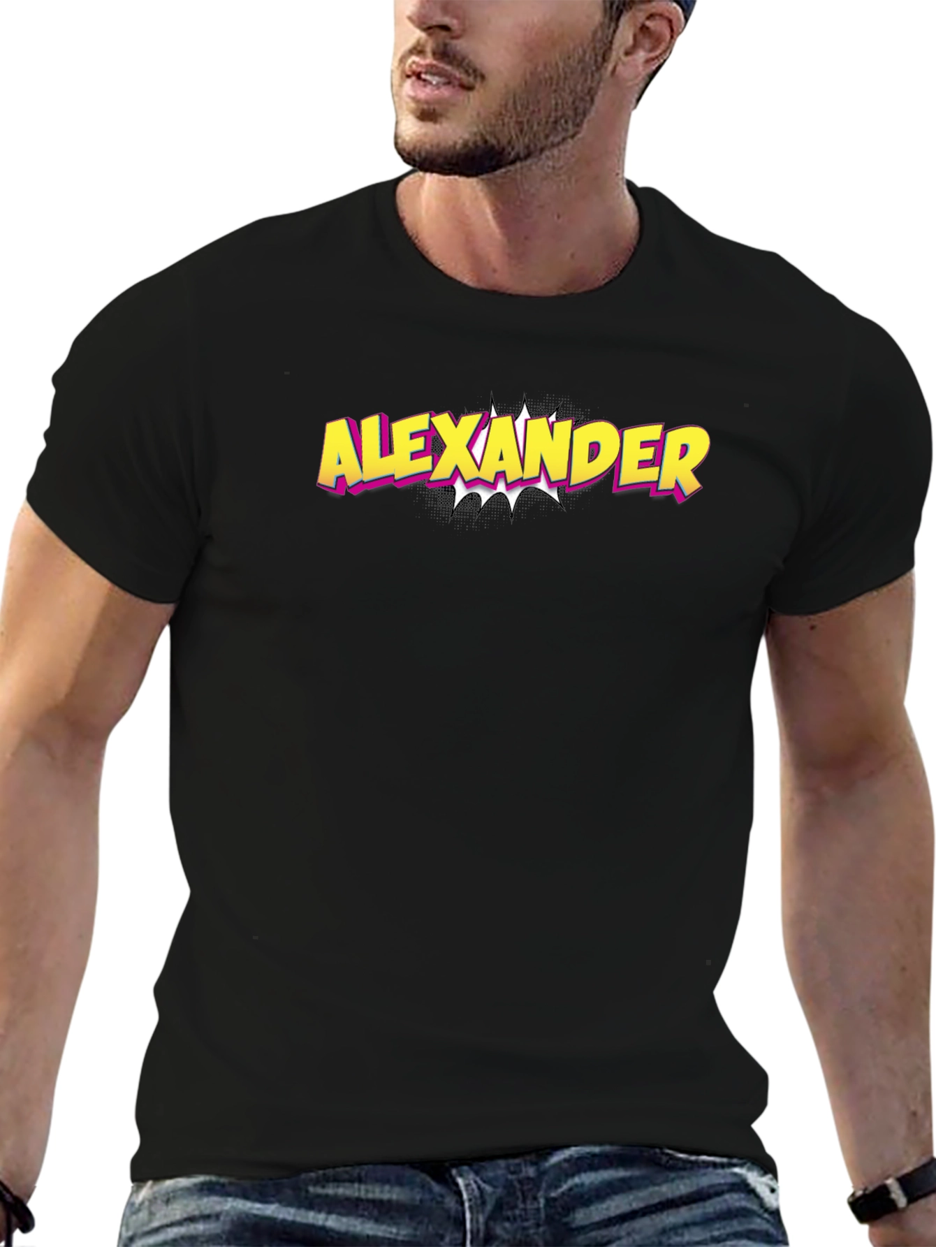 Alexander Comic Style Graphic Tee - Black