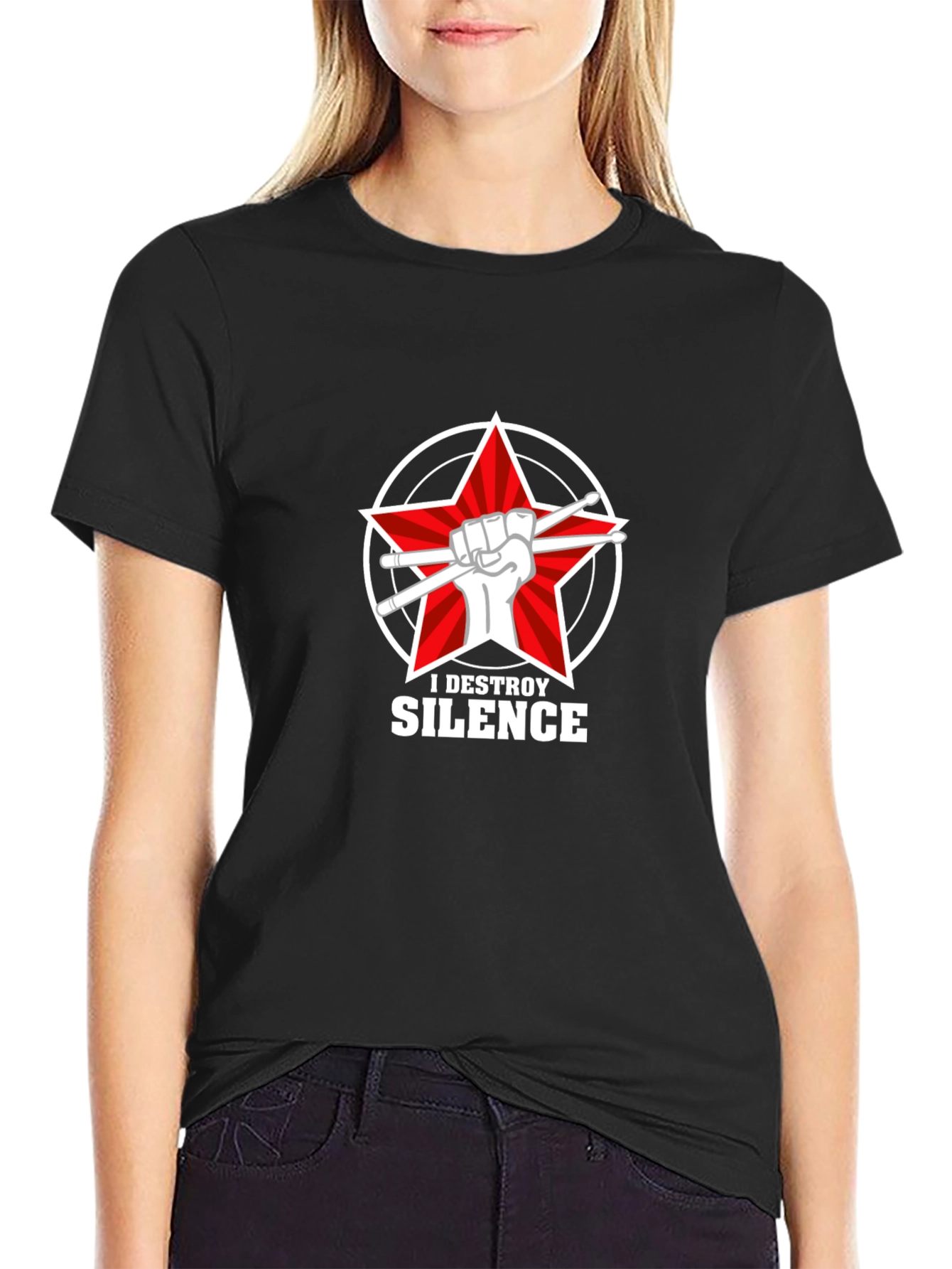 I Destroy Silence T-Shirt - Drummer Star Tee