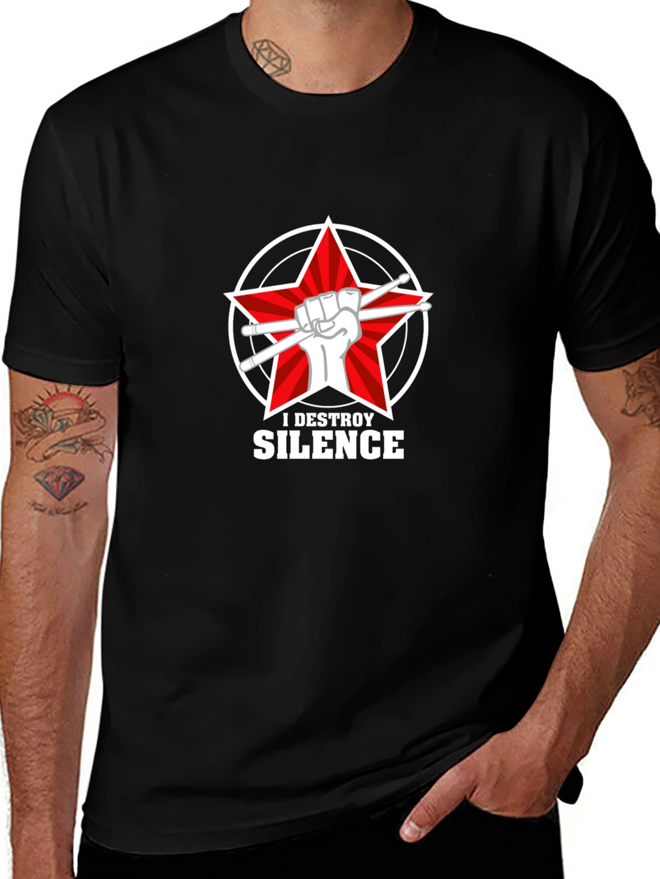 I Destroy Silence T-Shirt - Drummer Star Tee