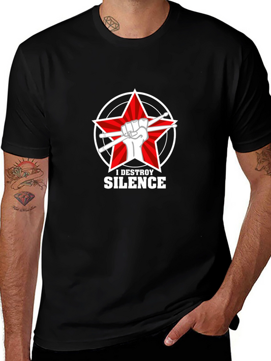 I Destroy Silence T-Shirt - Drummer Star Tee
