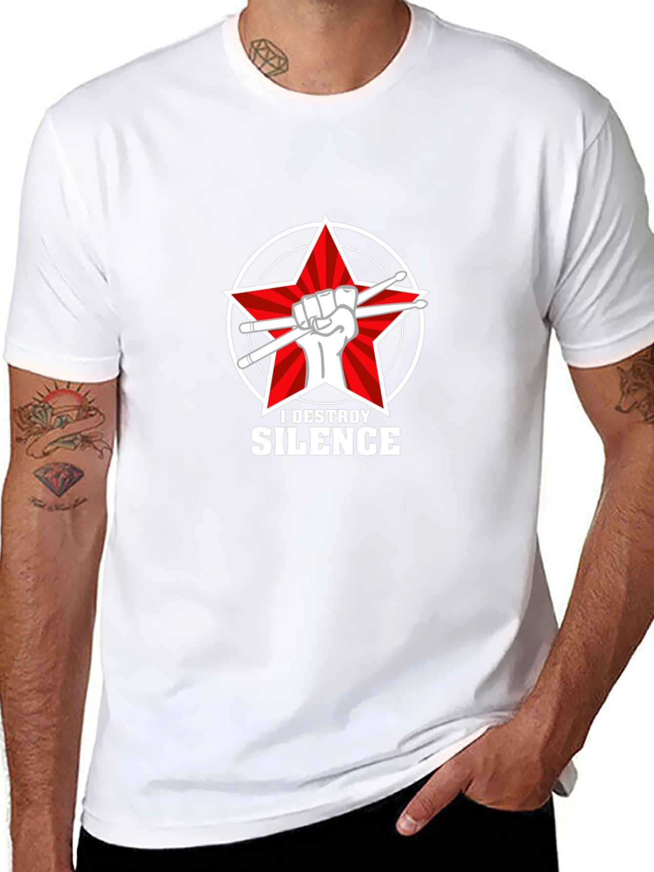 I Destroy Silence T-Shirt - Drummer Star Tee