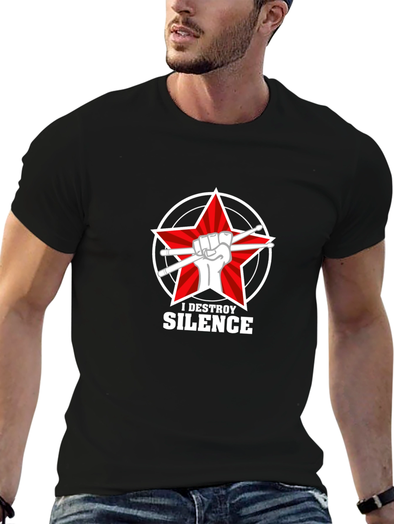 I Destroy Silence T-Shirt - Drummer Star Tee