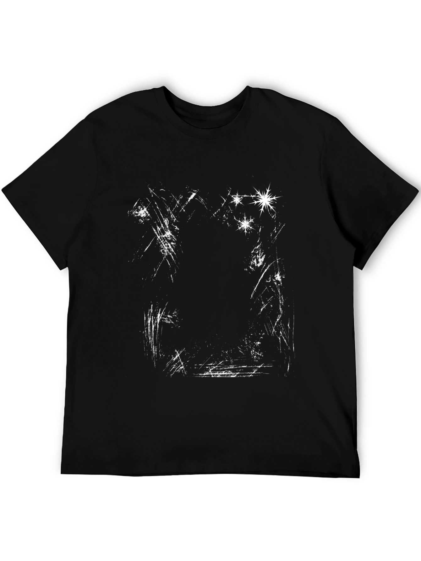 Abstract Scratch Print Black Tee