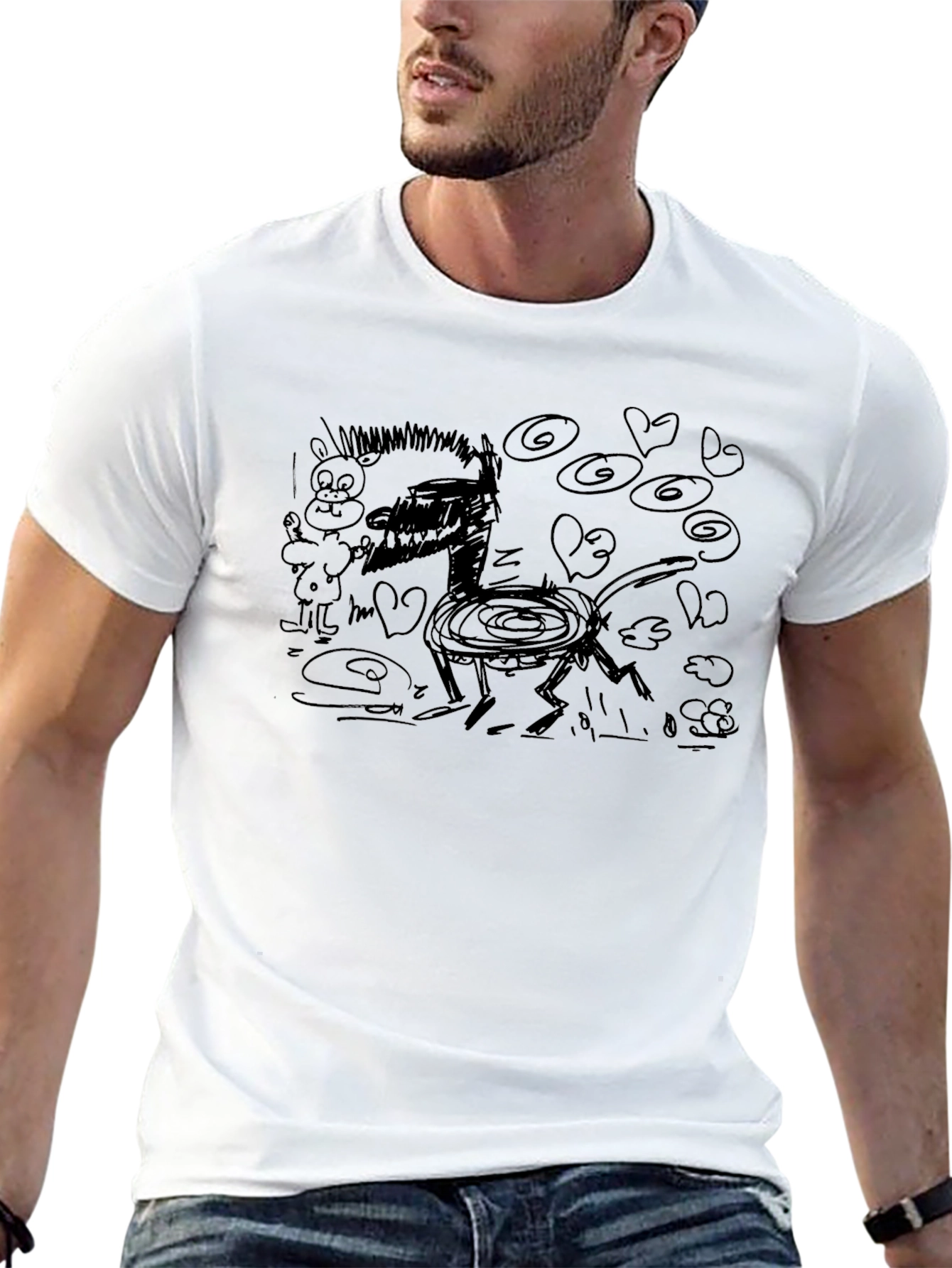 Abstract Cartoon Black T-Shirt
