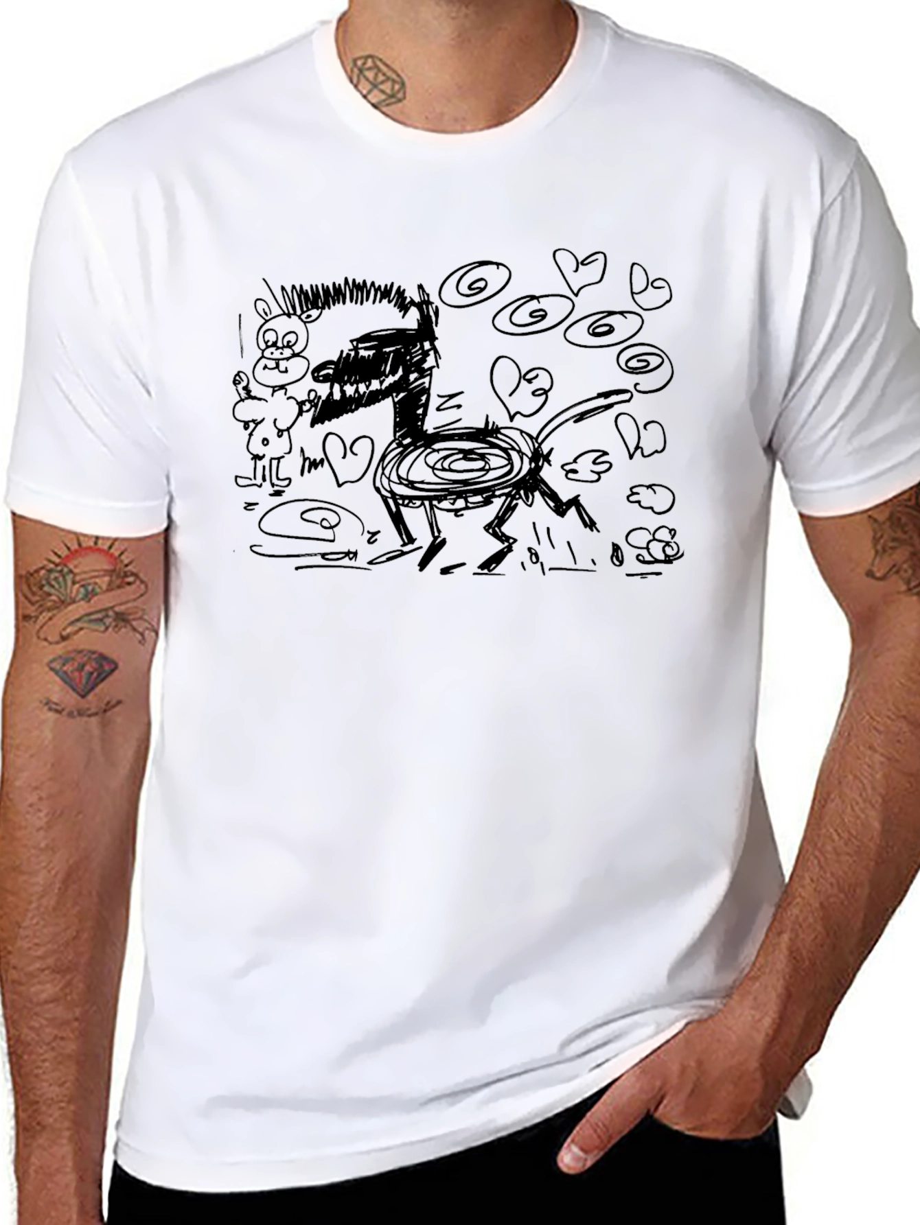 Abstract Cartoon Black T-Shirt