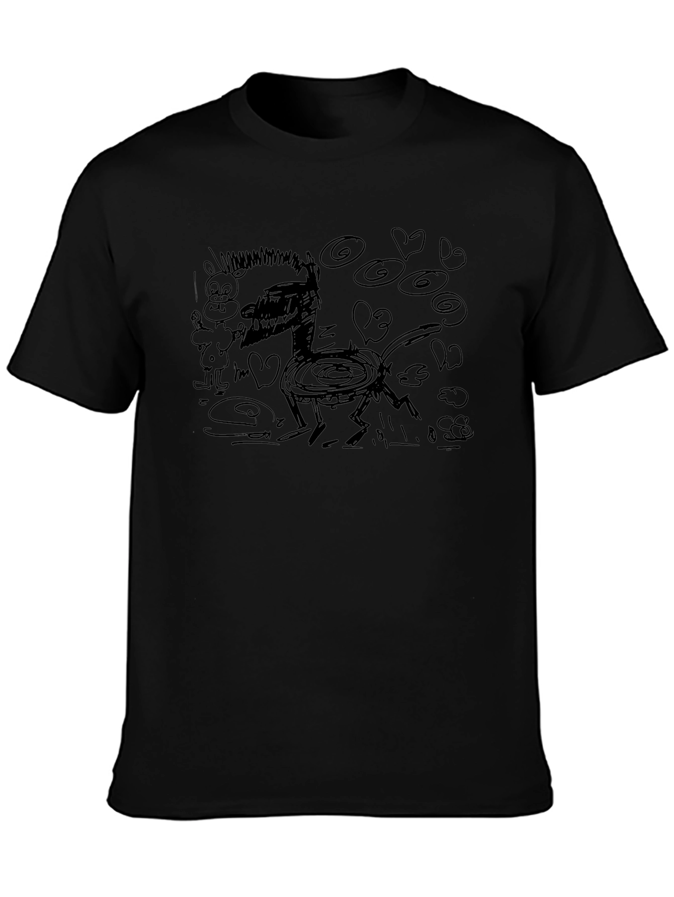 Abstract Cartoon Black T-Shirt