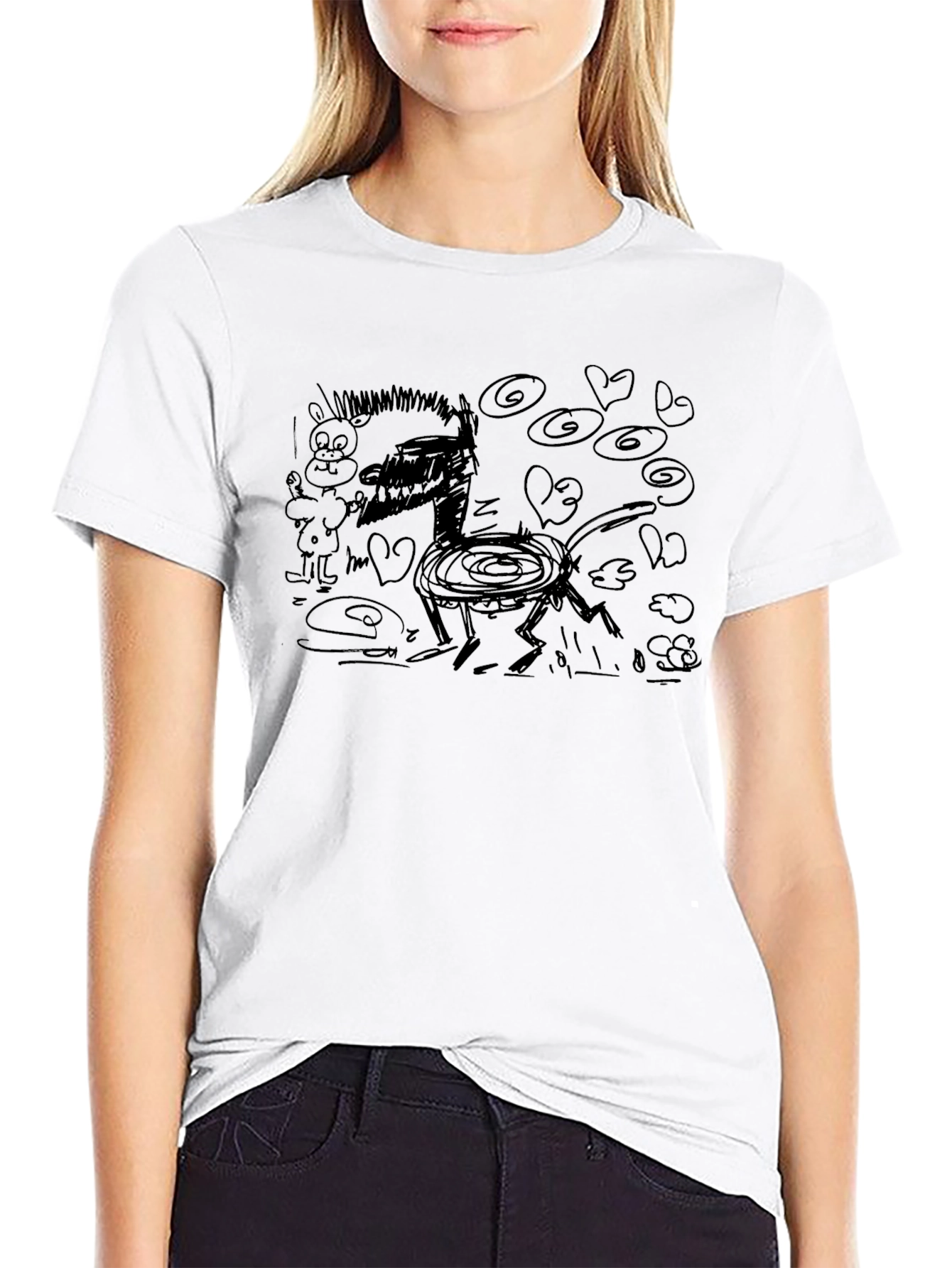 Abstract Cartoon Black T-Shirt