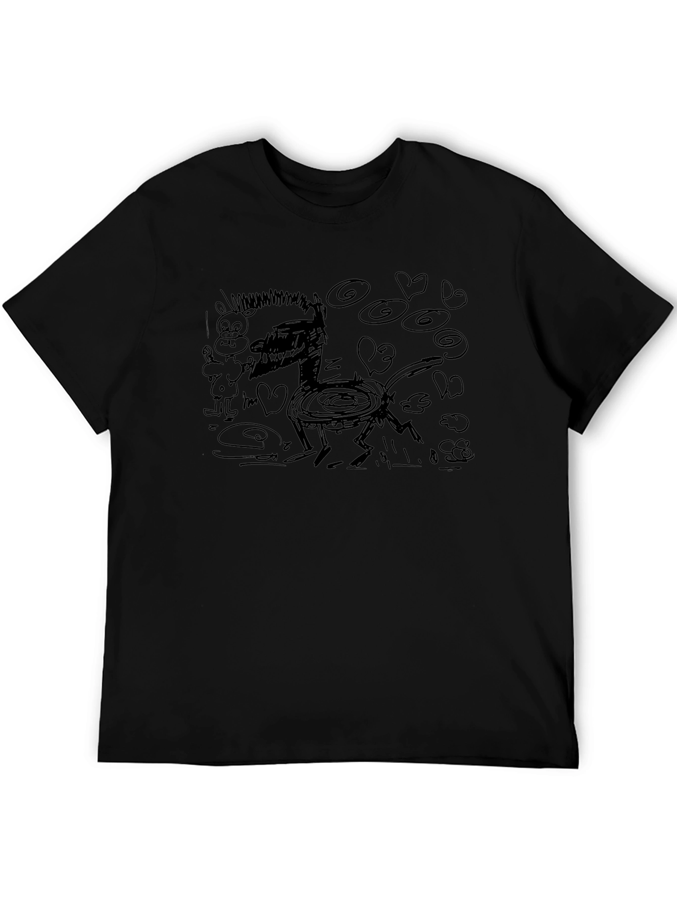 Abstract Cartoon Black T-Shirt