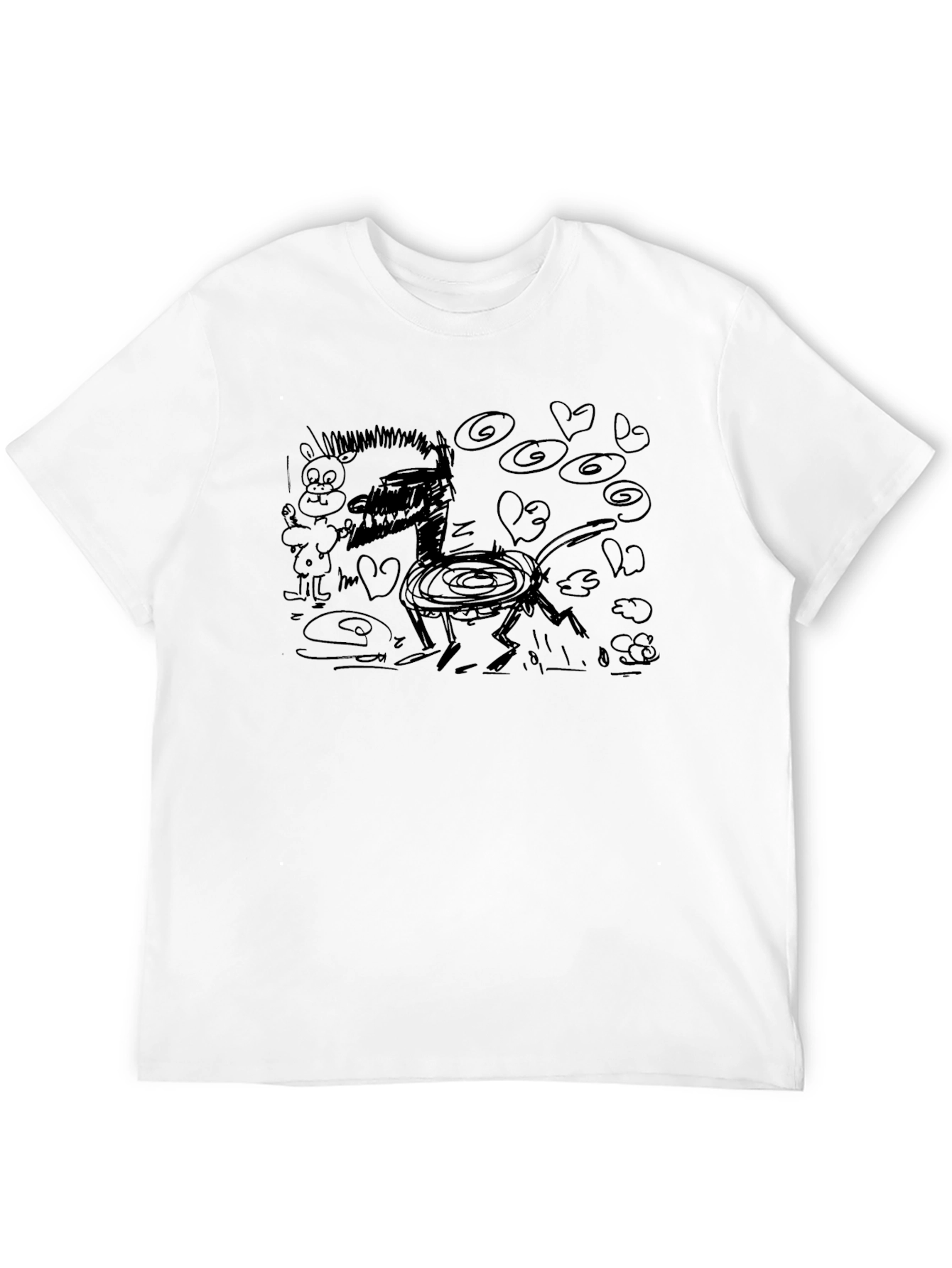 Abstract Cartoon Black T-Shirt