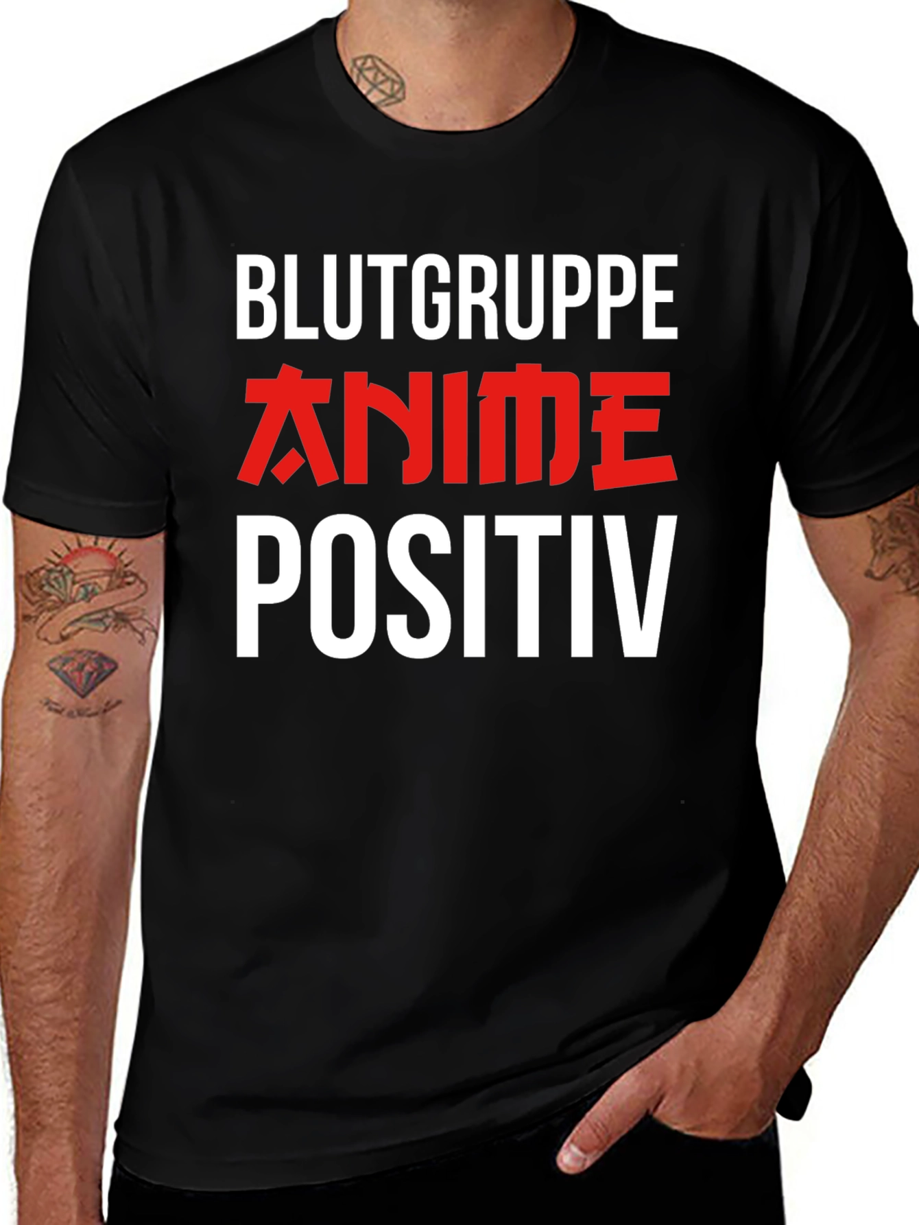 Anime Positiv Graphic Tee - Black