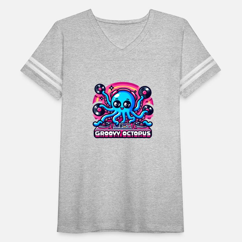 Kawaii DJ Octopus Spinning Records on Turntable