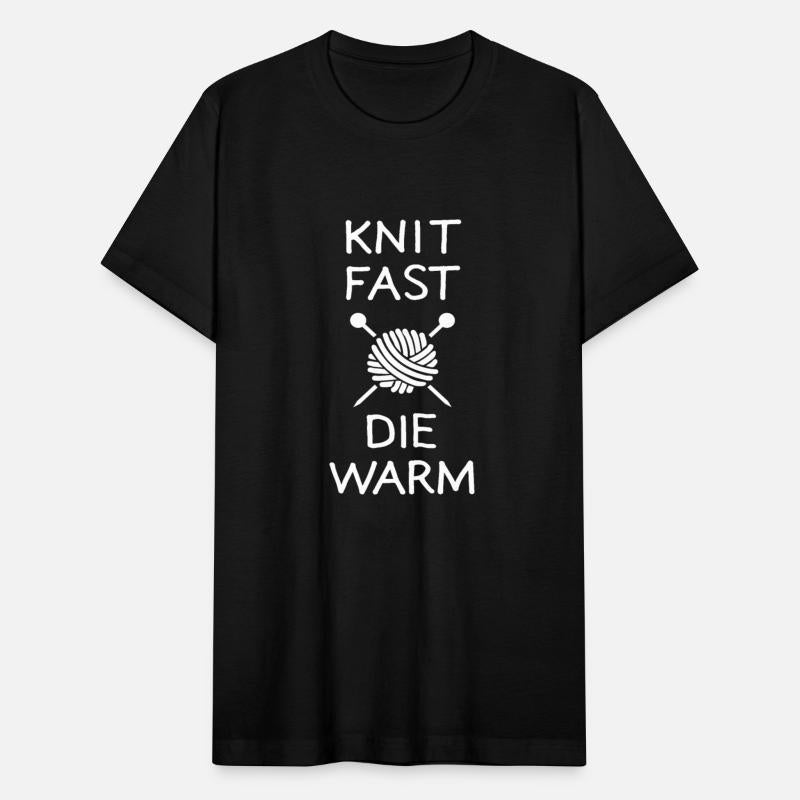 Knit fast Die warm - funny knitting motif