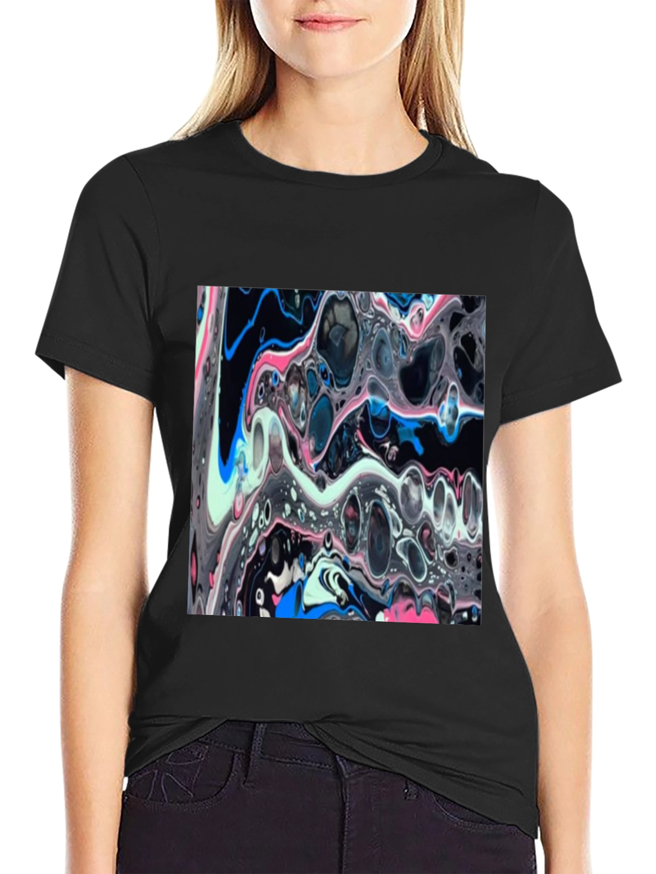Abstract Swirl Art Black T-Shirt