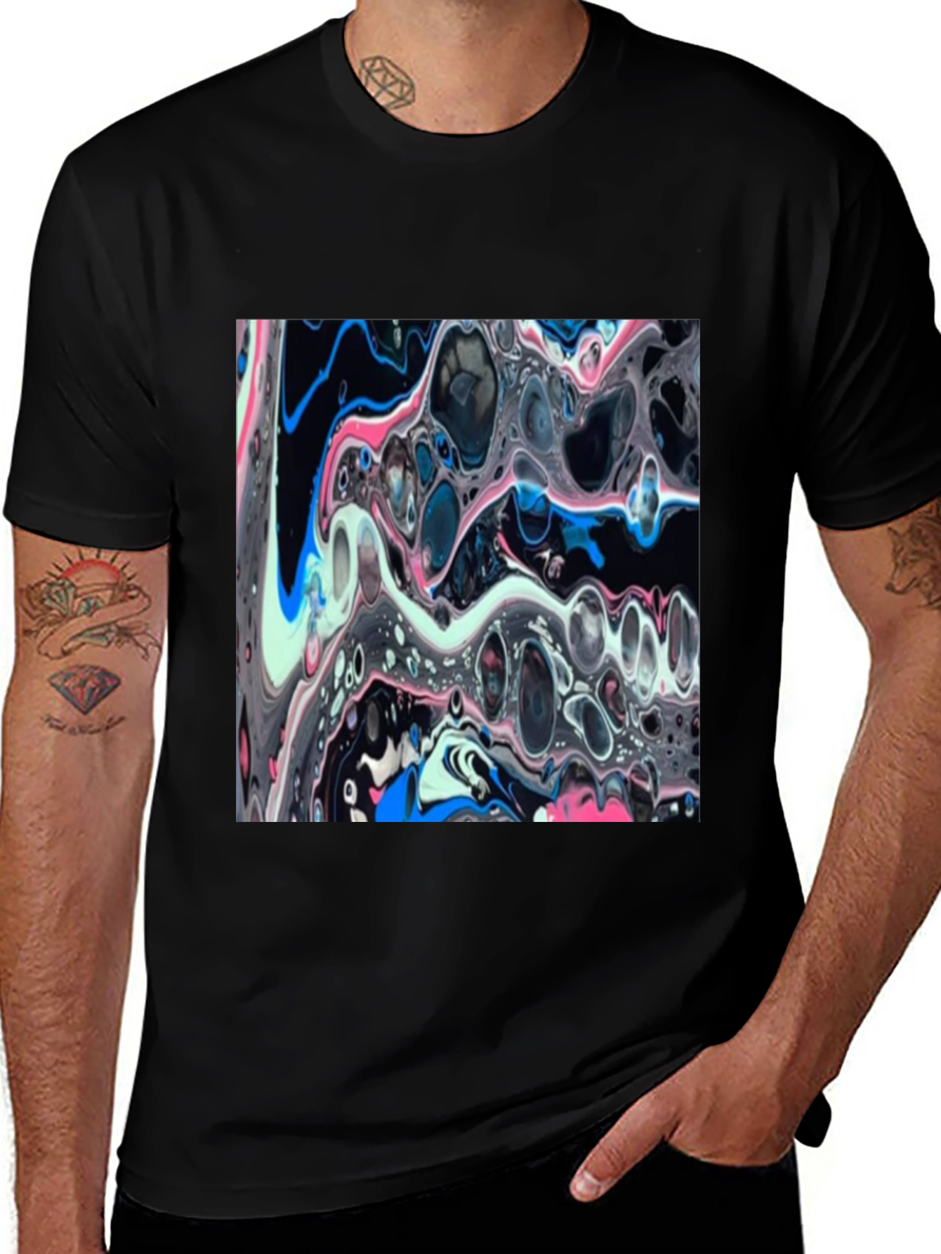 Abstract Swirl Art Black T-Shirt