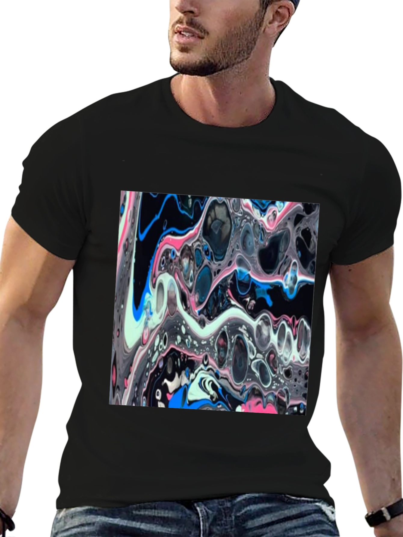 Abstract Swirl Art Black T-Shirt