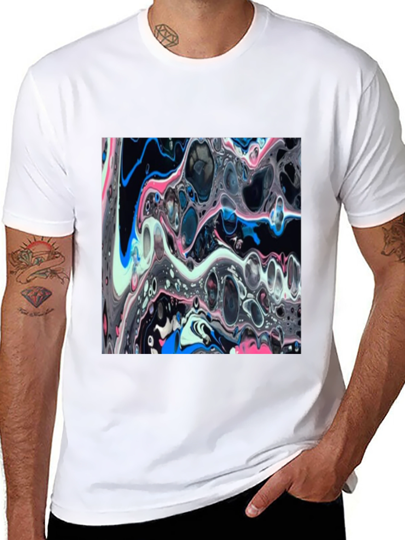 Abstract Swirl Art Black T-Shirt